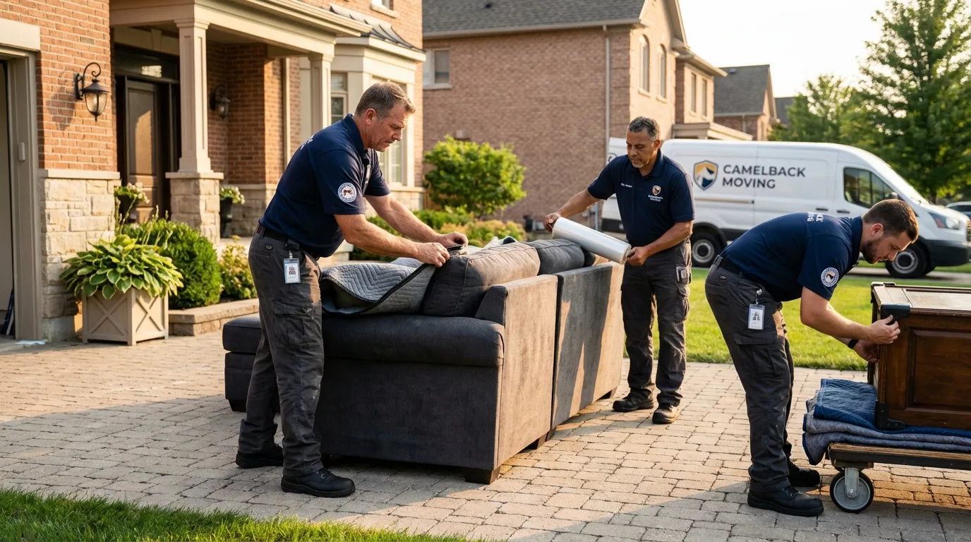Large estate moving crew wrapping furniture in Waterman, IL