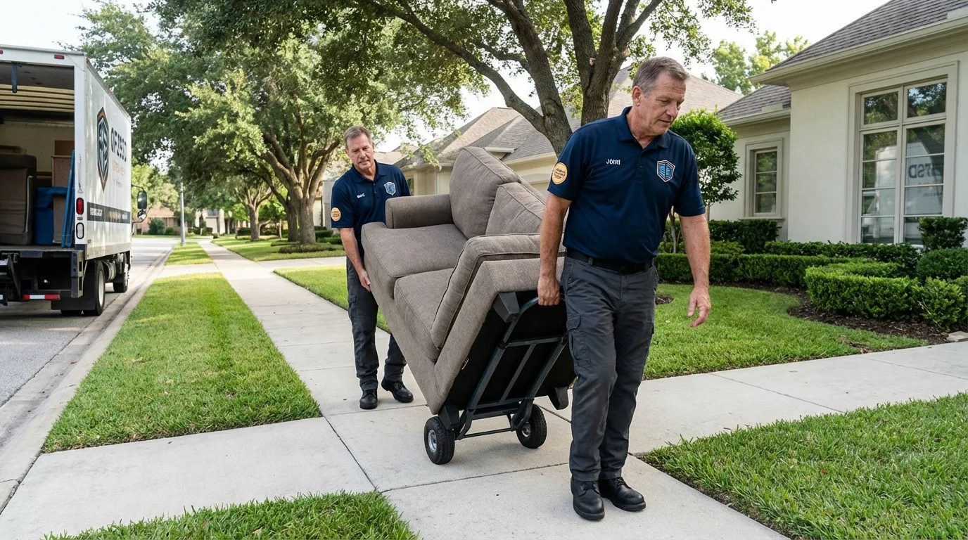 Local residential moving crew loading furniture in Waterman, IL